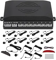 Motoforti Sistema de radar de backup reverso universal para carro automotivo, sensores de estacionamento, alarme detecção de distância preto 8 sensor de estacionamento