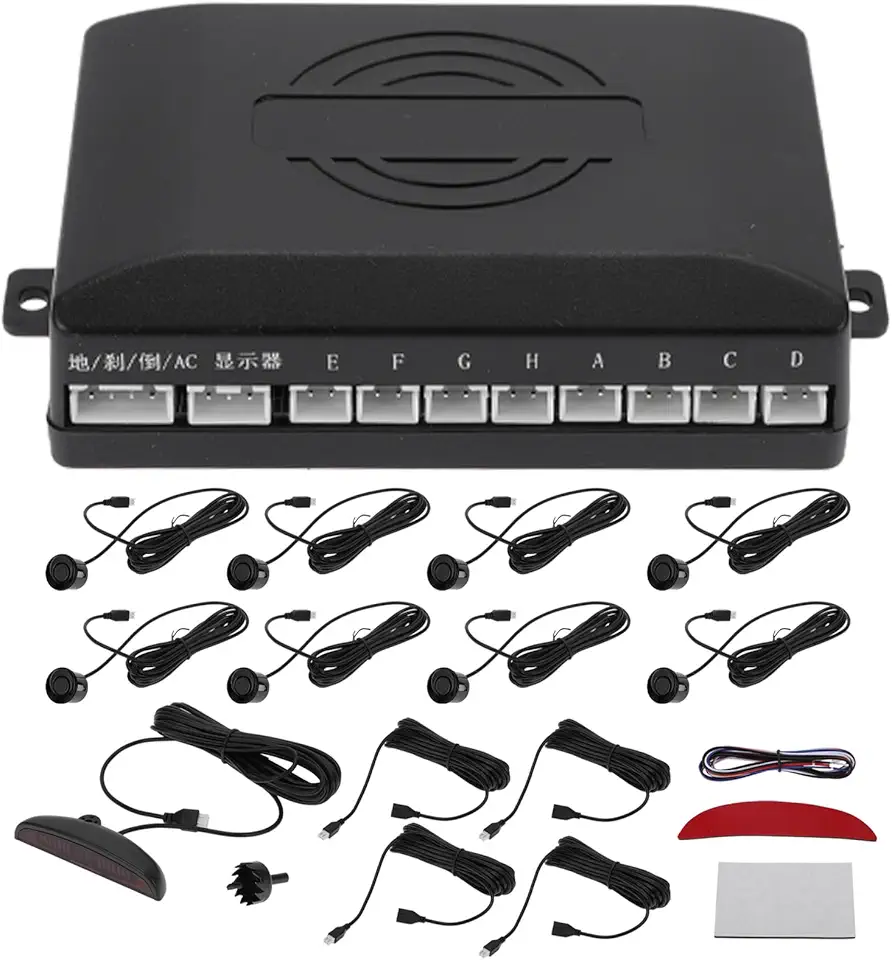 Motoforti Sistema de radar de backup reverso universal para carro automotivo, sensores de estacionamento, alarme detecção de distância preto 8 sensor de estacionamento