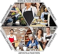 Vista 7 de Delantales de cocina personalizados para hombres y mujeres con bolsillos, personalizable, foto, logotipo, imagen, nombre, chef cocinero, delantal