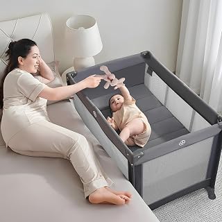 Muja 2 en 1 Cuna para Bebe Multifuncional, Se Convierte en Corral para Bebe, Colecho con Mosquitero, Portátil, Rueda Silenciosa