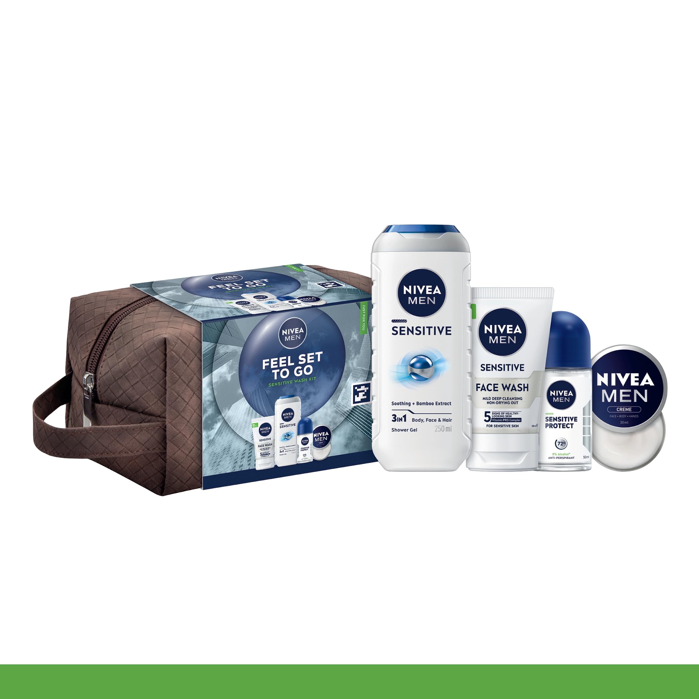 NIVEA MEN Feel Set To Go Gift Set (5 Products), Men's Grooming Gift, Includes Shower Gel, Face Wash, Anti-Perspirant - Image 2