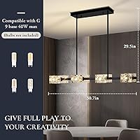 Vista 5 de Black Chandeliers for Dining Room, Modern Crystal Pendant Lights Fixture with Cube Shade, 8-Lights Farmhouse Hanging Dining Light Fixtures Over Negro
