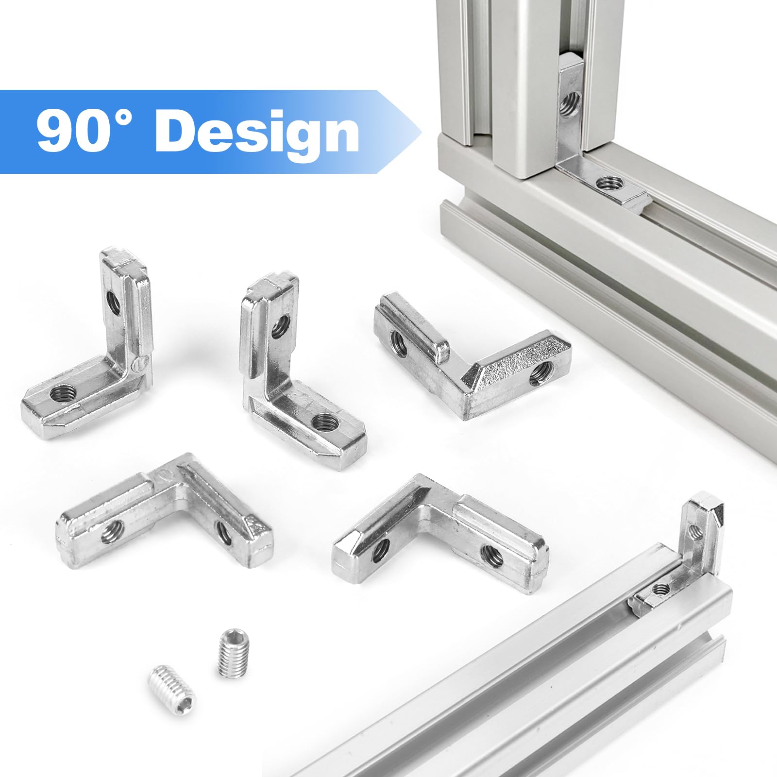 20 sztuk kątowników wewnętrznych z rowkiem T, 3030 M6 profil aluminiowy, łącznik 6 T Slot 90°, łącznik narożny wewnętrzny z 40 śrubami, profile aluminiowe, łączniki kątowe do profilu aluminiowego