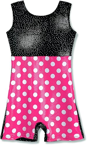 HOZIY Leotardos de gimnasia para niñas, con diseño de sirena, bicicleta brillante, lunares verdes, rojo y rosa fuerte