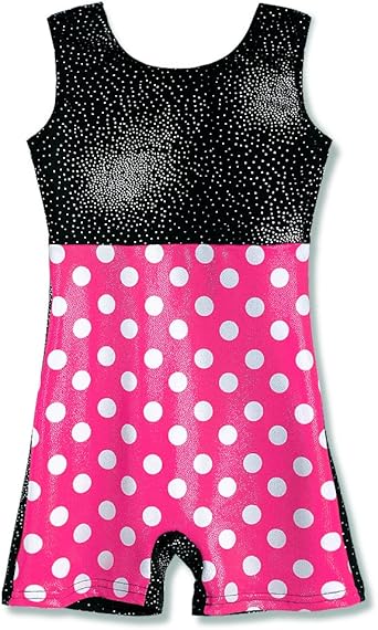 HOZIY Gymnastics Leotards for Girls Sparkly Biketard Mermaid Green Red Hot Pink Polka Dots
