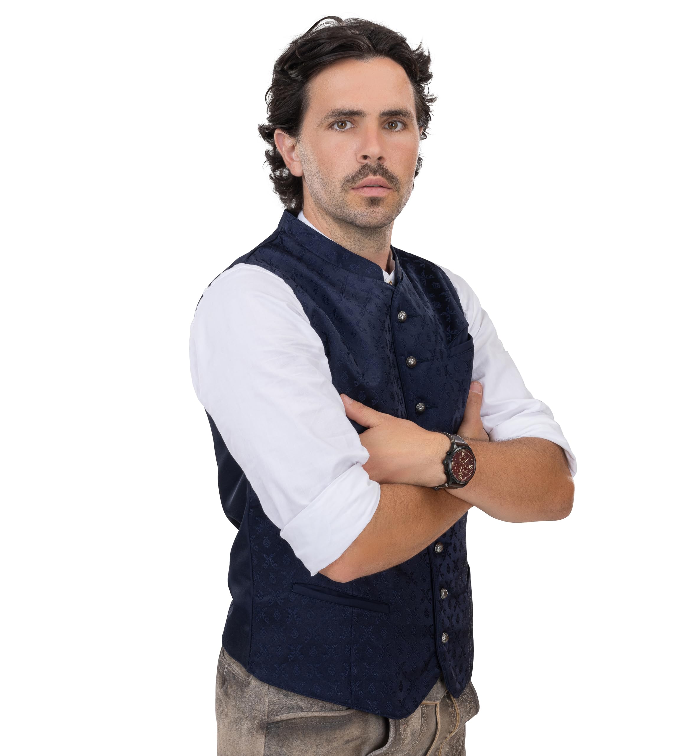 Schöneberger Trachten Couture Trachtenweste Herren, Lederhosen Trachtenjacke | Trachten-Weste blau, Lodenweste für Oktoberfest Kilian