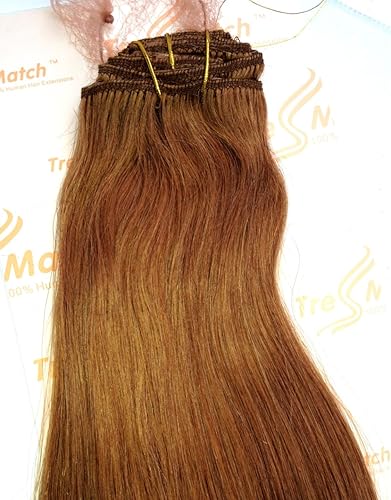 Miniatura 6 de TRESSMATCH Extensiones de cabello humano Remy de 20 a 22 pulgadas con clip, gruesas hasta las puntas, castaño rojizo clarorojo (color #30), 10