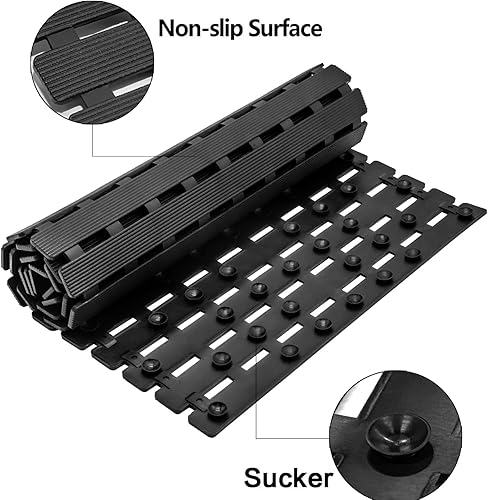 Miniatura 9 de Tapete de ducha antideslizante con ventosas y agujeros de drenaje de 39.4 x 15.7 pulgadas, tapete de baño para bañera y ducha. Fácil de secar, fácil