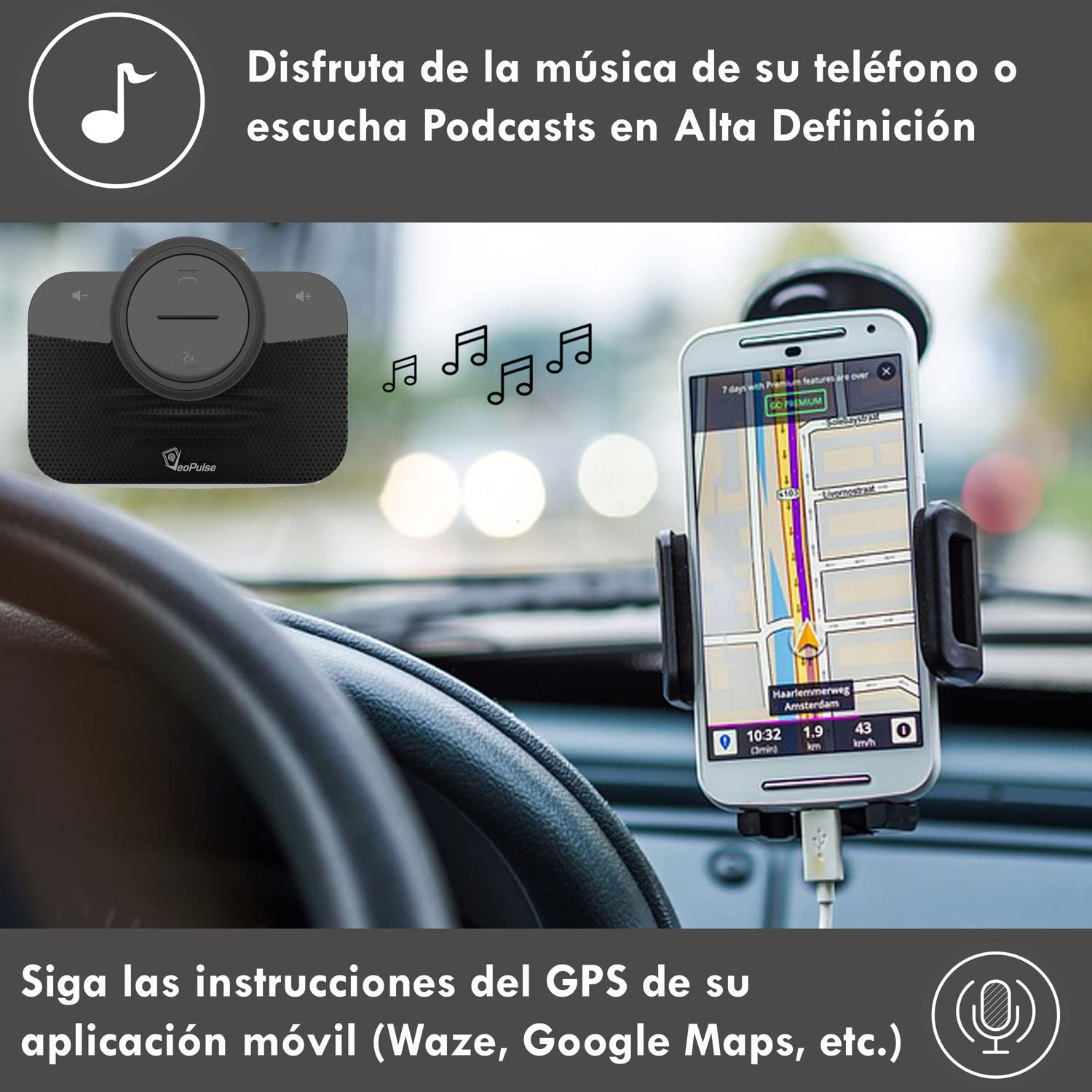 Kit de Altavoces Manos Libres VeoPulse BPRO 2B Coche Bluetooth Automóvil