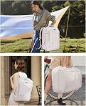 ECOHUB Travel Backpack for Men Women, Expandable Large Carry On Backpacks Essentials with Wet Pocket Cable Slot Water Resistant 12 Pockets 30L Travel Work Beige
