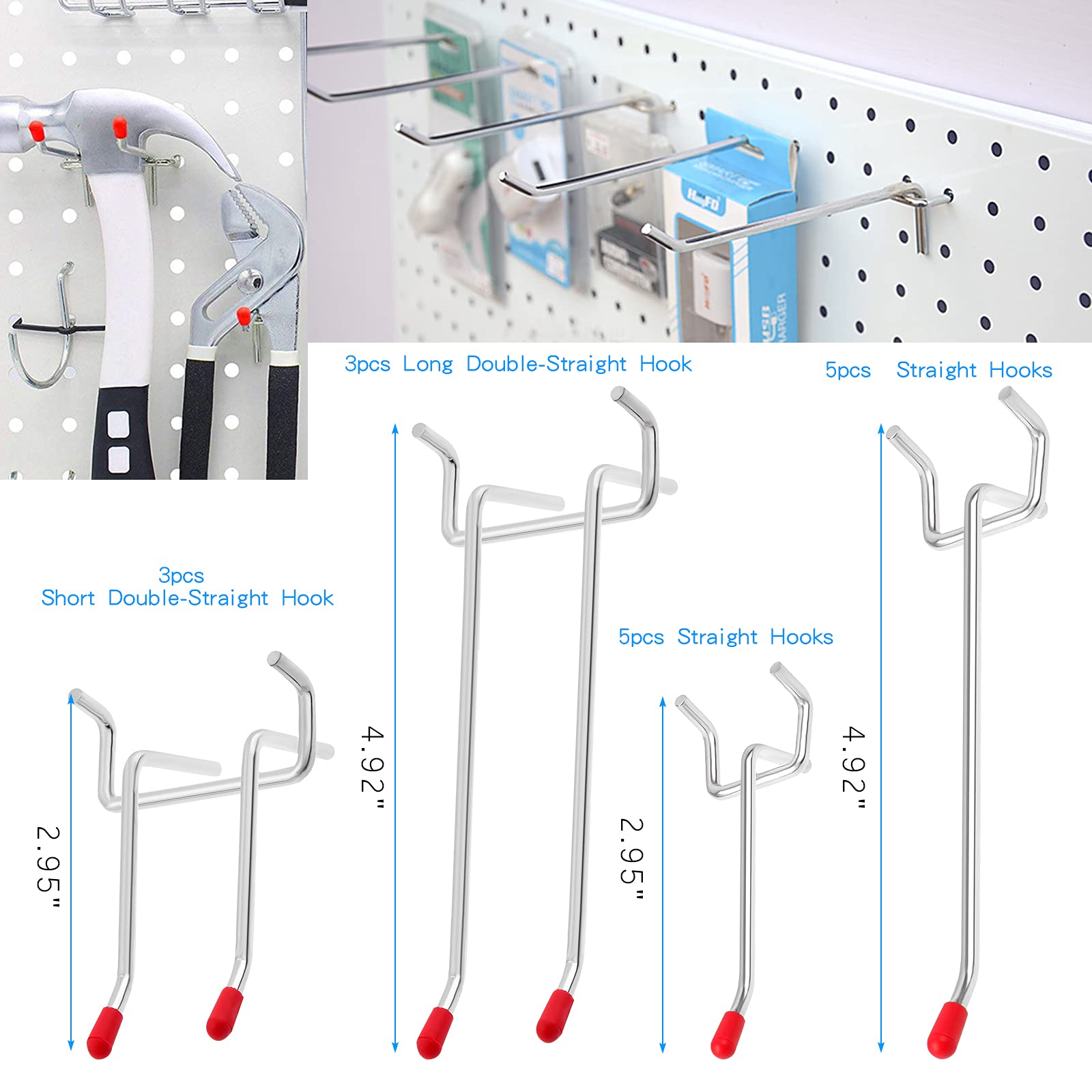 138 Pezzi Assortimento di Ganci per Pannello Forato, Kit Organizer per Accessori, Serrature per Pioli, Attacco per Organizzare Vari Strumenti