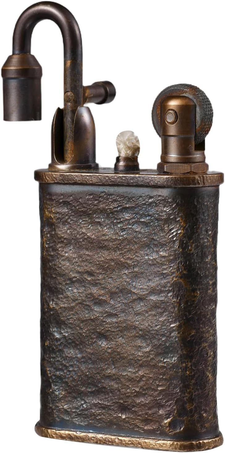 THORENS Lockflame - Hand-Carved Meteorite Crater Unique Lighter Gift Box Set,Side Slider Ignition, Refillable Grinding Wheel Flint Lighter with Safety Lock, Luxury Keepsake for Husband or Father