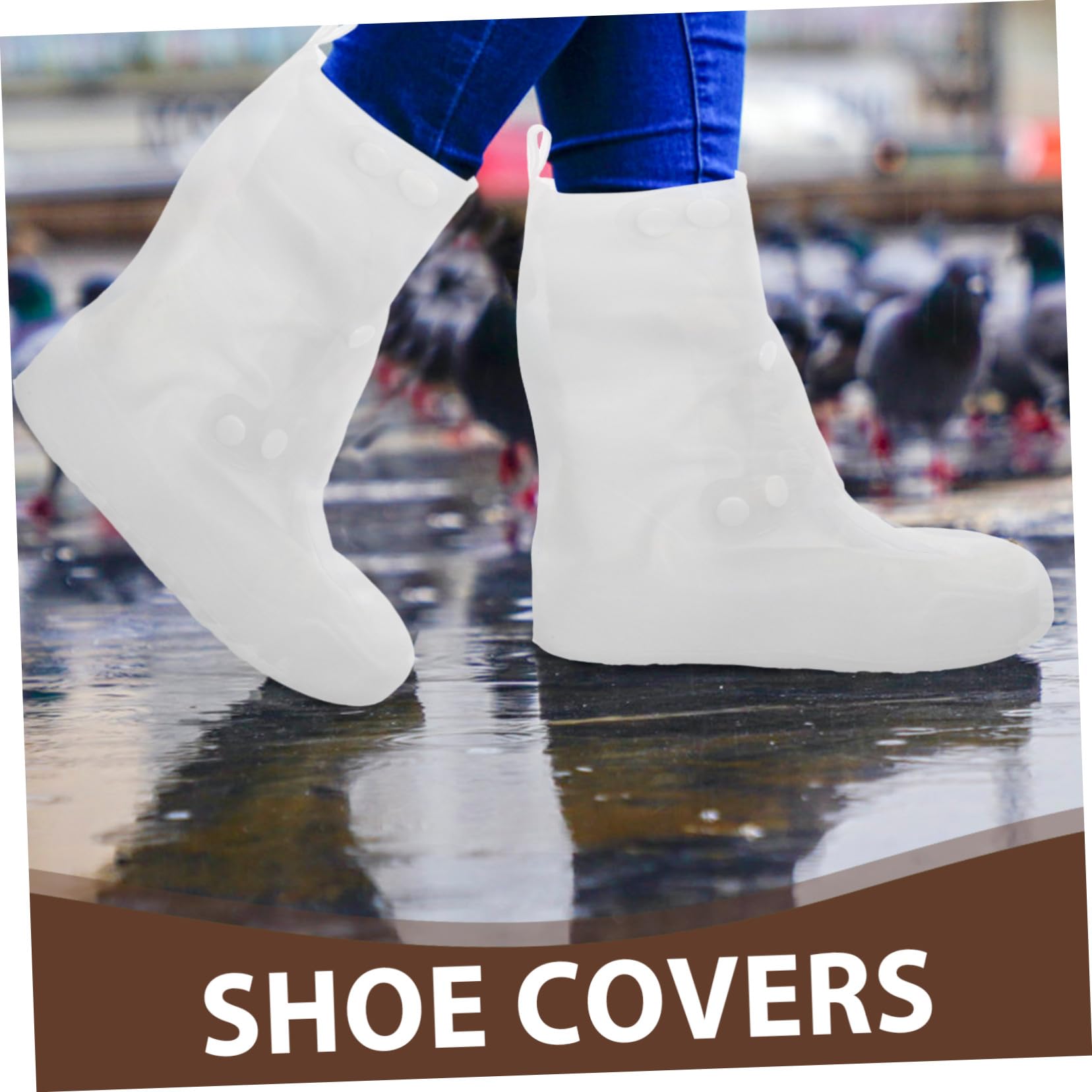 Uonlytech 2 Pares Fundas Impermeables para Zapatos Antideslizantes Cubrezapatos Reutilizables de Silicona Gruesa para Hombre y Mujer Protección para Lluvia y Viaje Talla
