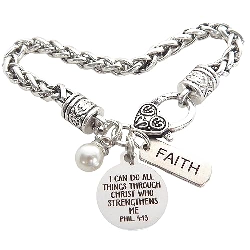 Religious Bible Verse Bracelet for Her Scripture Quotes Bracelet Faith Christian Jewelry Encouragement for Women Friend (PHIL 413)