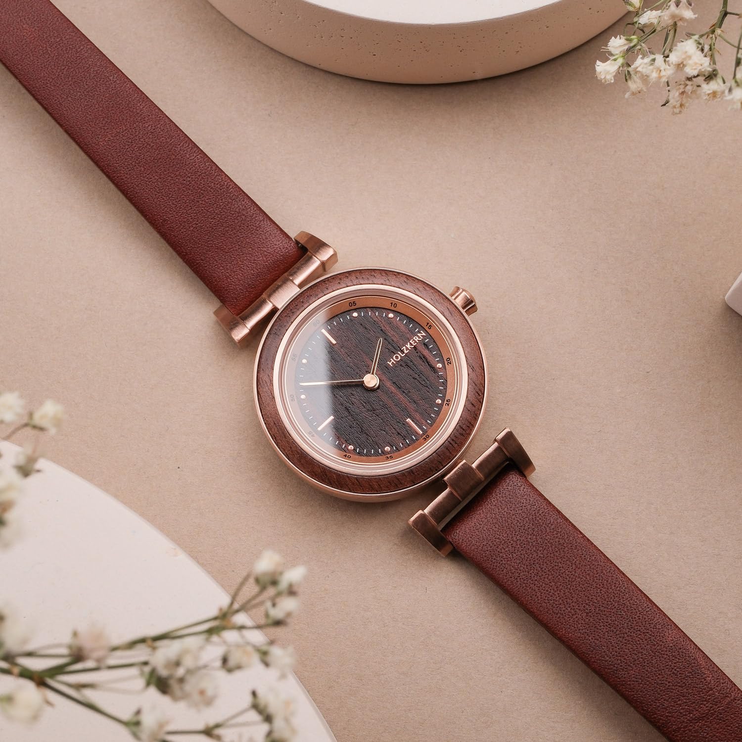 HOLZKERN Damenuhr Quarz Harriet Walnuss/Ahorn 9010631017415 | edle Armbanduhr für Frauen,