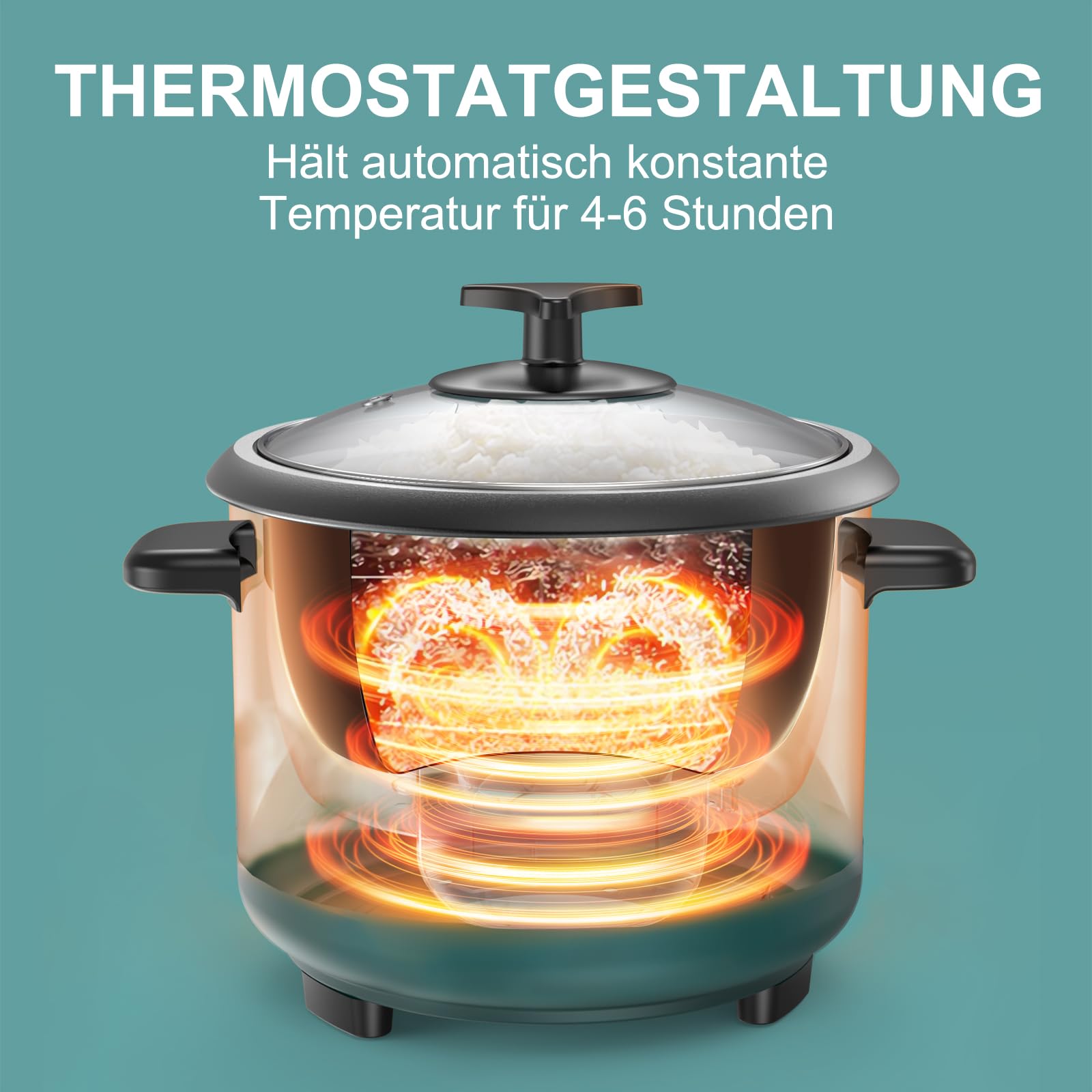 Macook Reiskocher（0,6 Liter, 3 Tassen) 300W - Reiskocher Klein für 1 bis 6 Personen, Antihaftbeschichtung, automatische Warmhaltefunktion, Anti-Trockenbrenner-Funktion.