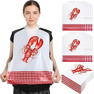 Lobster Crab Disposable Bibs Adults Plastic Crawfish Seafood Bibs for Funny Seafood Boil Party Supplies
