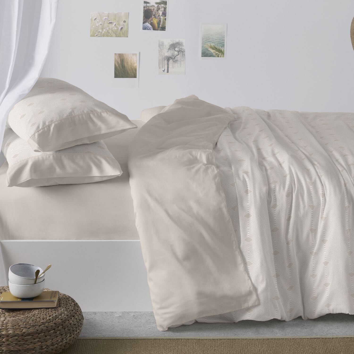Burrito Blanco | Fundas nórdicas de Franela | Cama de 150 a 160cm. (+Medidas Disponibles) | Diseño 571 | Color Beige (150-160x190/200cm.)