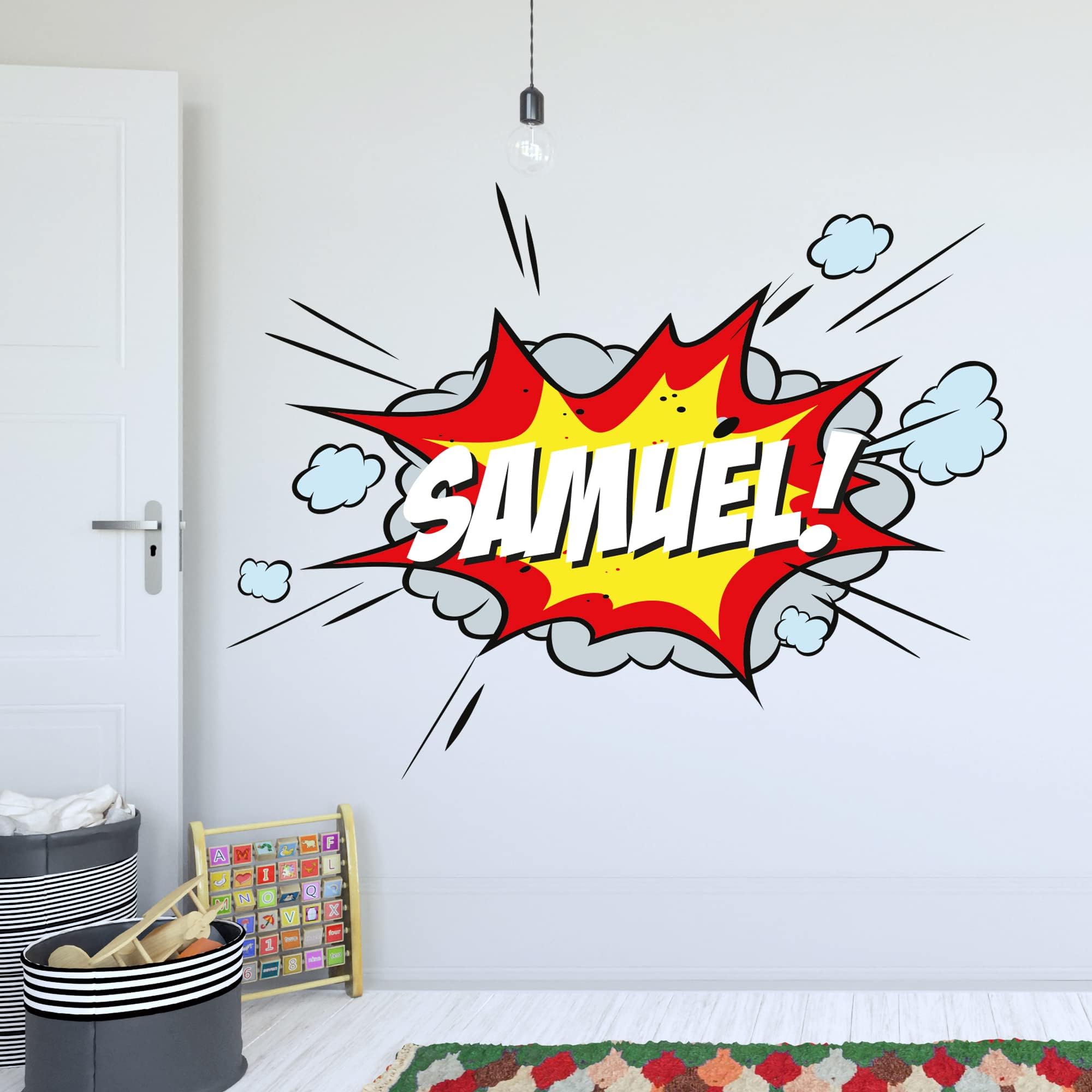 Beautiful Game Comic Book Name Personalised Wall Sticker Kids Art Mural Bedroom Wall Decal (60cm width x 45cm height)