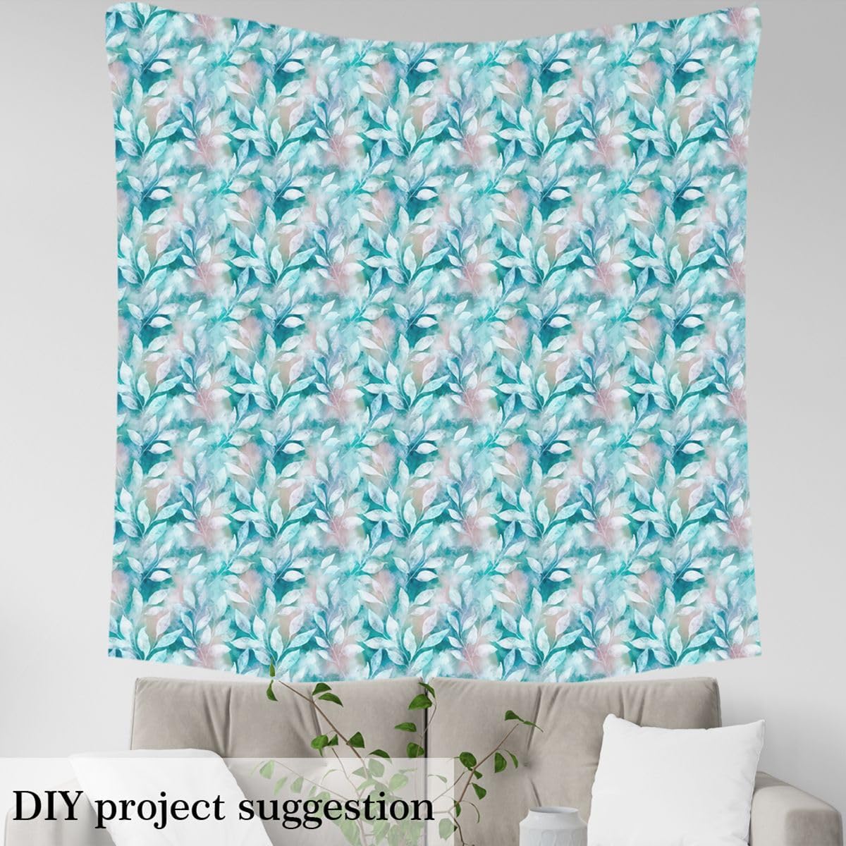 Plants Fabric by The Yard,Watercolor Leaves Upholstery Fabric,Oil Painting Tropical Palm Indoor Outdoor Fabric,Botanical Leaf DIY Waterproof Fabric,Quilting Fabric by The Yard,Blue,3 Yards