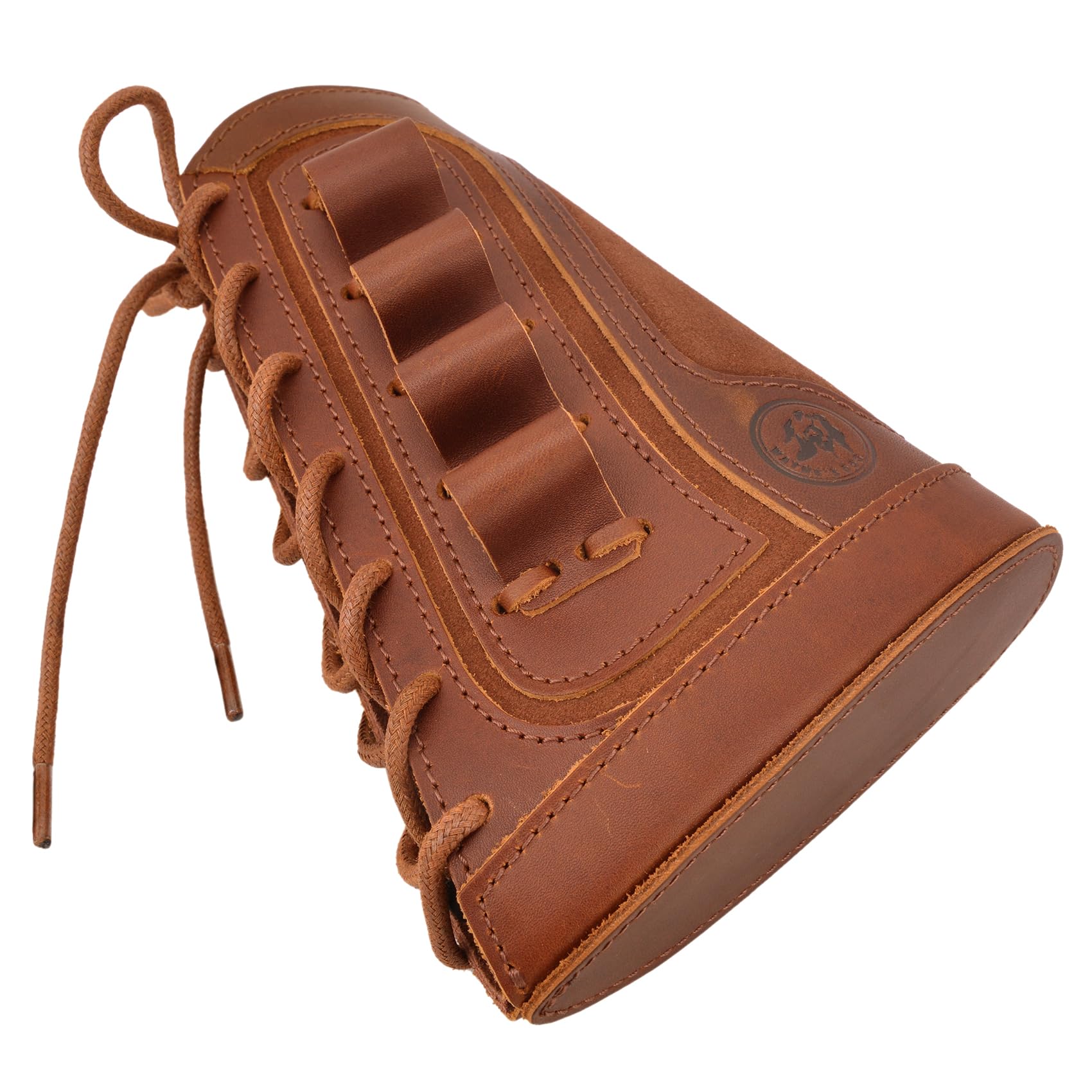 Cowhide Leather Recoil Pad Ammo Buttstock Cheek Rest Pad with Shell Hoder for 20Ga/12GA Left & Right Handed (12 GA(Brown for Left-Handed))