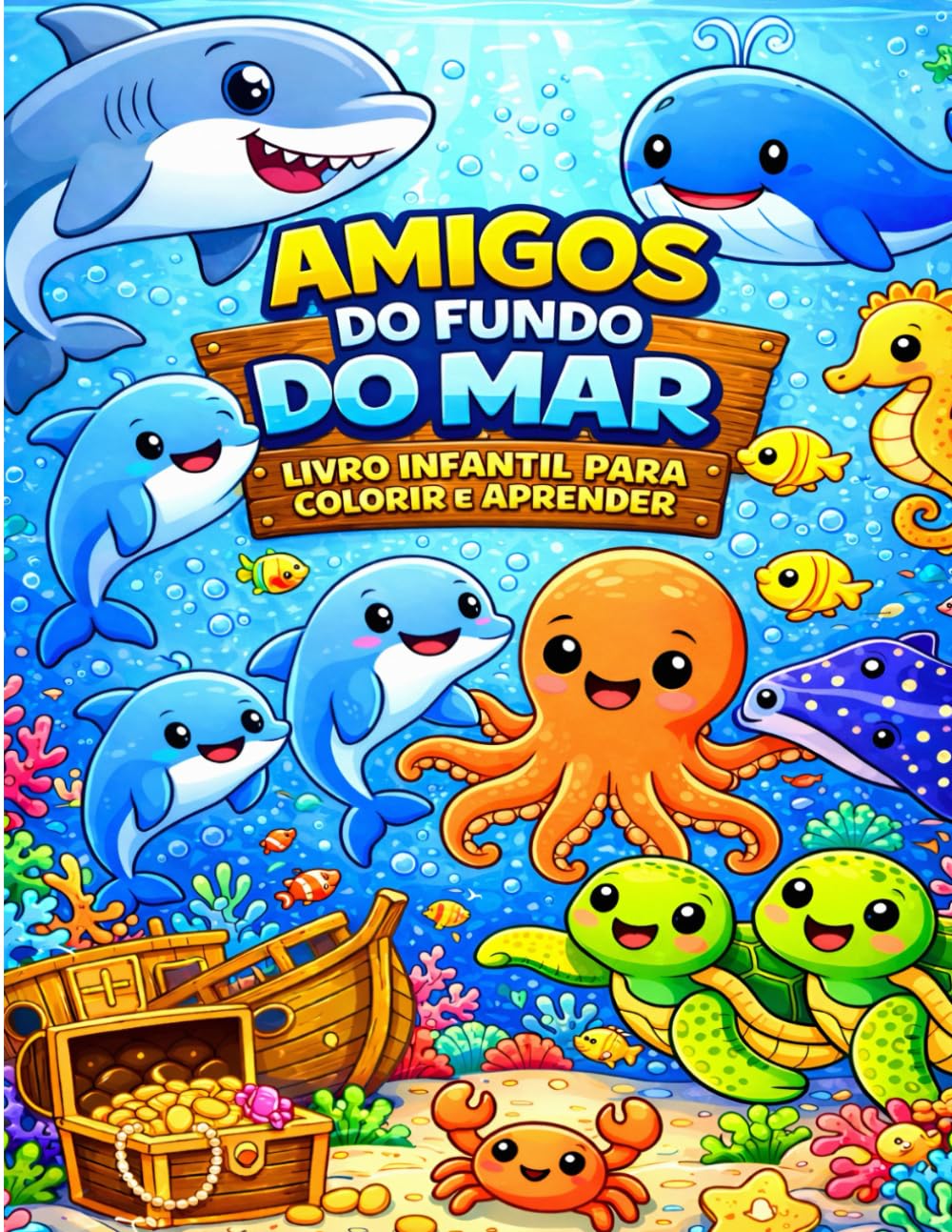 Amigos do Fundo do Mar: Livro Infantil para Colorir e Aprender (Coleção Aventuras no Fundo do Mar)