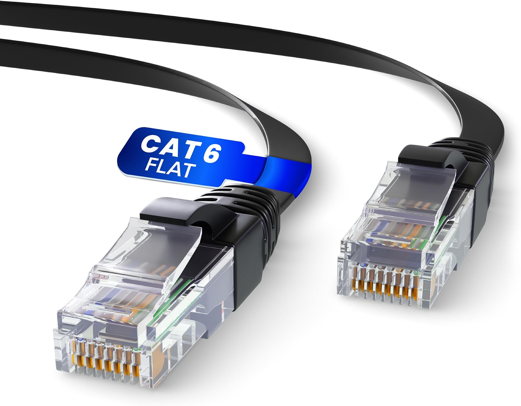 Mr. Tronic Flat Cat 6 Ethernet Cable 10m, High-Speed LAN Ethernet Network Cable with RJ45 Connectors, 10m Cat6 Internet 1 Gbps, ADSL AWG24 Patch, UTP CCA (10 Meters, Black)