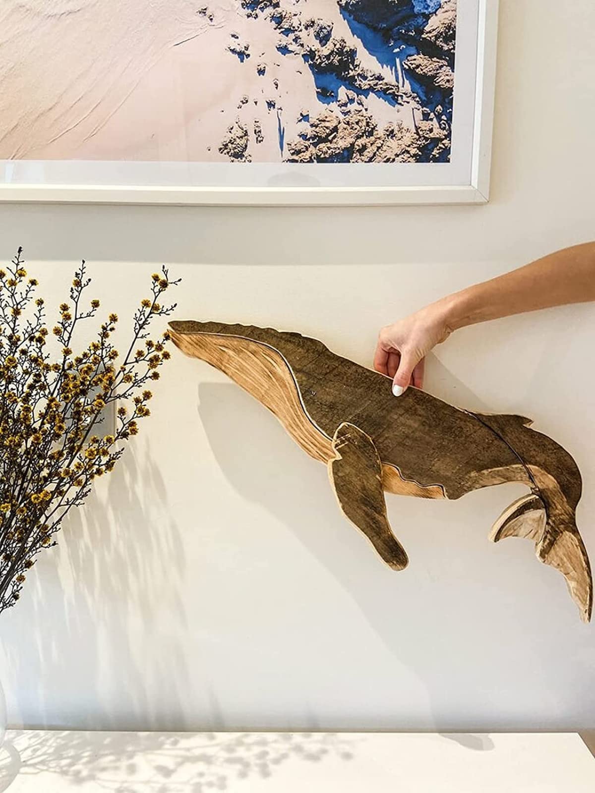 Amazon｜クジラのウォールアート木製のウォールアートクジラの魚の装飾 