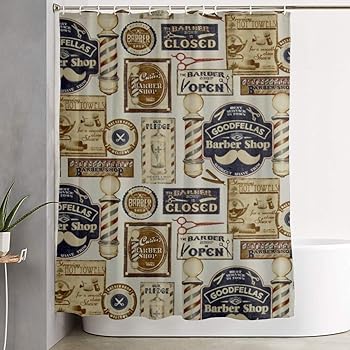 Amazon Com Barber Shop Shave And Haircut Parchmentmulti Themed Decor Decoration Ornament For Bathroom Shower Curtain Indoor House Restroom Farmhouse Shower Room Home Party Print Accessories Pattern Set Home Kitchen