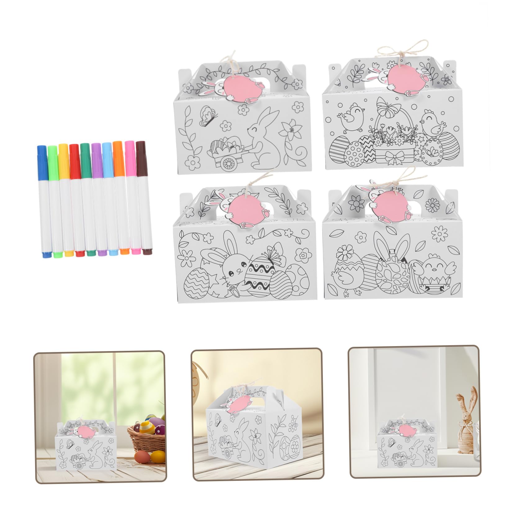 Scatole Pasquali Incompiute Kit Artigianali Contenitori Vuoti Decorazioni Festa Progetti Creativi Bambini Fai Da Te Imballaggio Piccolo