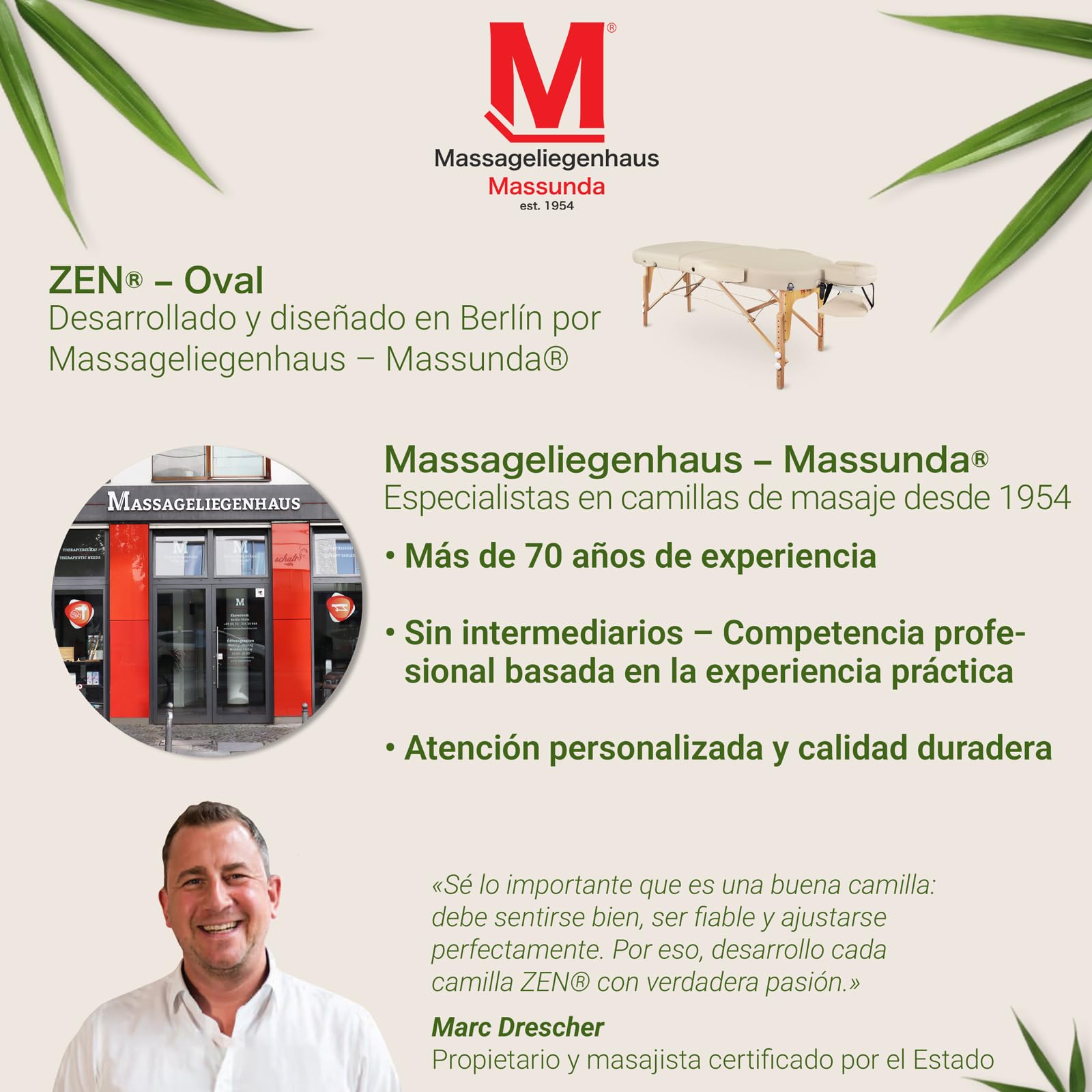 Zen – Camilla Masaje Plegable Ovalada de Altura Regulable - Camilla estetica de Madera Maciza con Esquinas Redondeadas - Camilla Plegable con reposacabezas, reposabrazos y Bolsa Crema