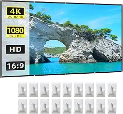 Tela de Projetor 150 Polegadas 16 9 HD 4K Dobrável Portátil Anti-Rugas com Ganchos para Teatro em Casa Indoor Reuniões no Escritório