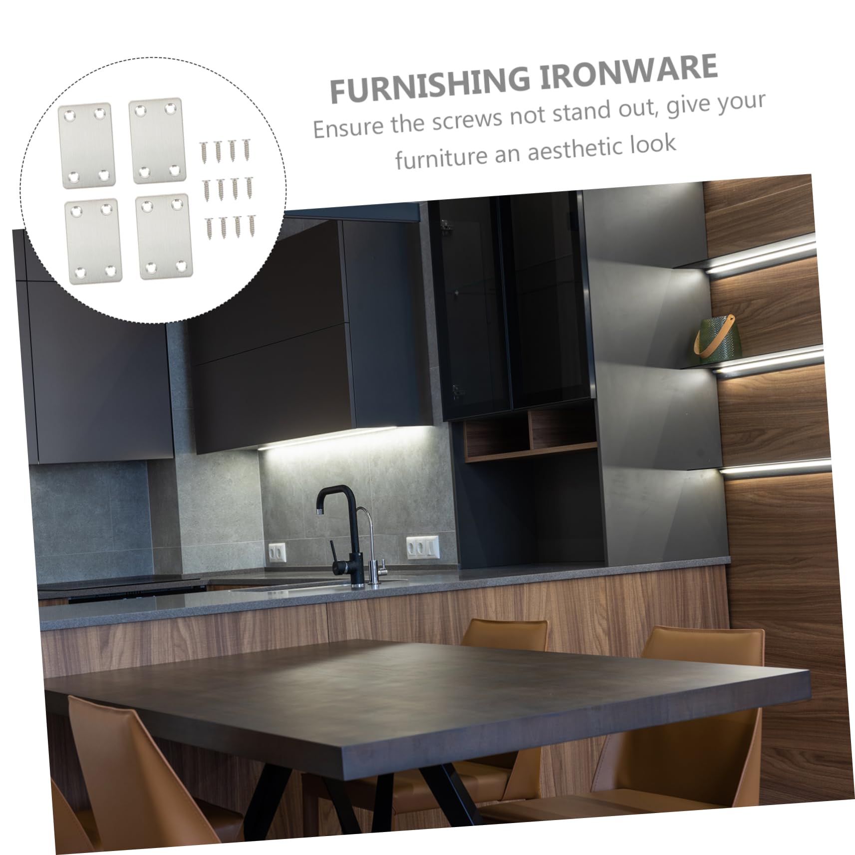 FUNOMOCYA 12pcs Pieces Furniture Fixing Accessories Stainless Steel Connections Steel Joining Plate Silver Stainless Steel Furnishing Straight