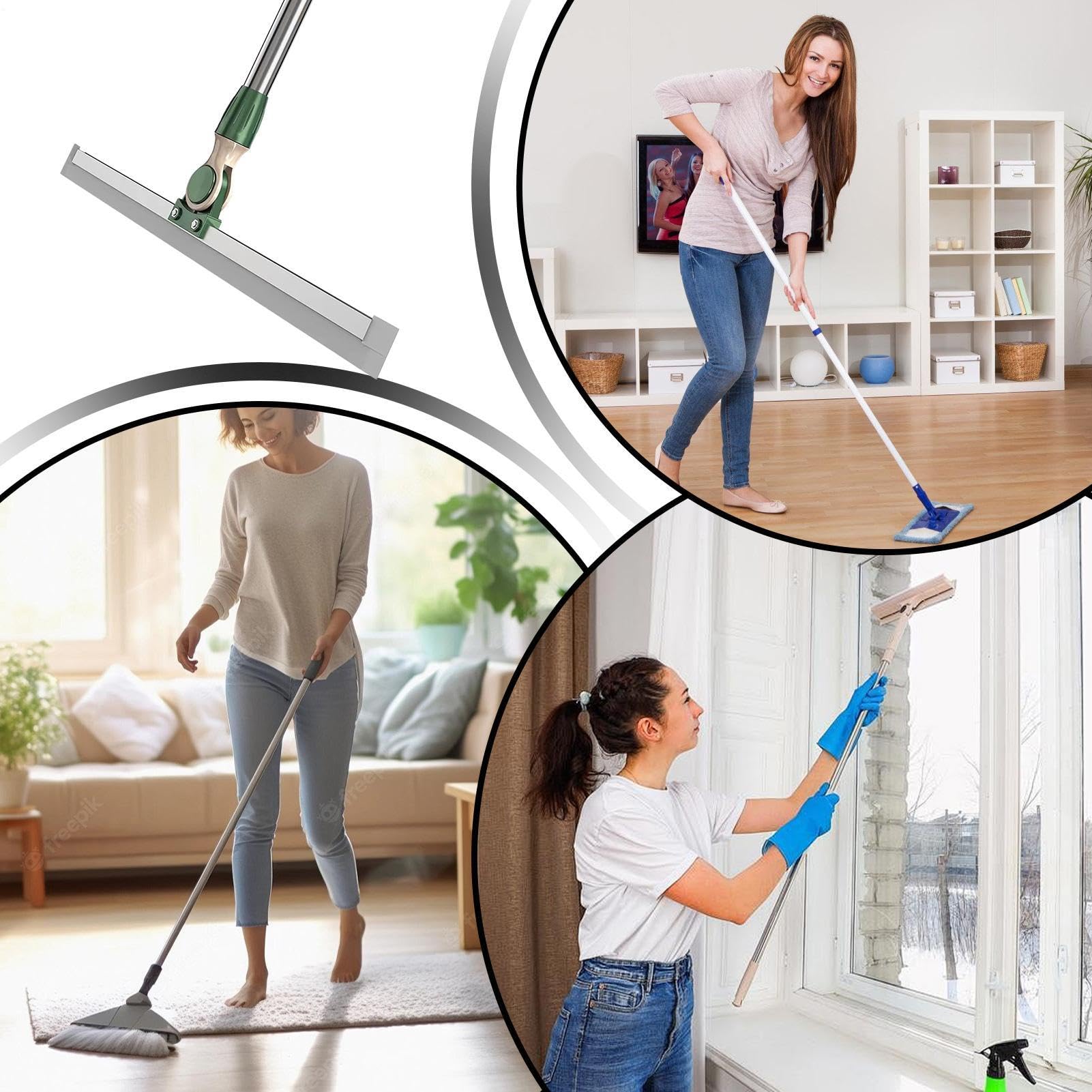 Escurridores Piso para Eliminar Agua Escoba Giratoria 180 Grados | Rasqueta para Ducha Limpieza de Suelos, Hormigón, Azulejos, Garajes, Ventanas, Baños, Vidrios, Cocinas y Pelos de Mascotas