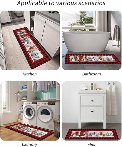 Miniatura 6 de Christmas Bath Mat for Tub,Non Slip Bathroom Floor Runner Rug Quick Dry & Absorbent Diatomaceous Earth Shower Sink Bedroom Kitchen Washable