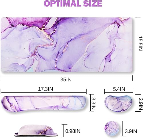 Miniatura 16 de ARTSO Juego de alfombrillas de mouse grandes para juegos, soporte para reposamuñecas para teclado + cojín de muñeca para mouse + alfombrilla de
