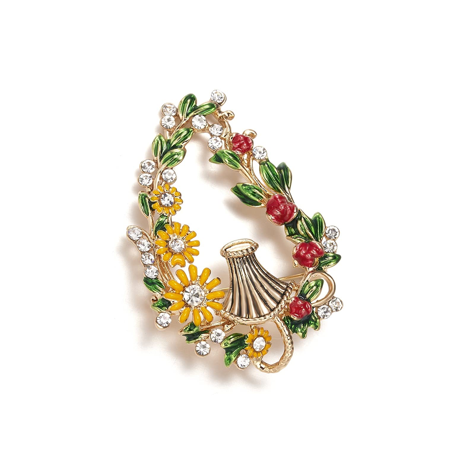 Rosa Gänseblümchen Blumenstrauß Pflanze Emaille Broschen Metall Hochzeiten Bankett Brosche Pins für Frauen und Männer Kleid Mantel Schmuck
