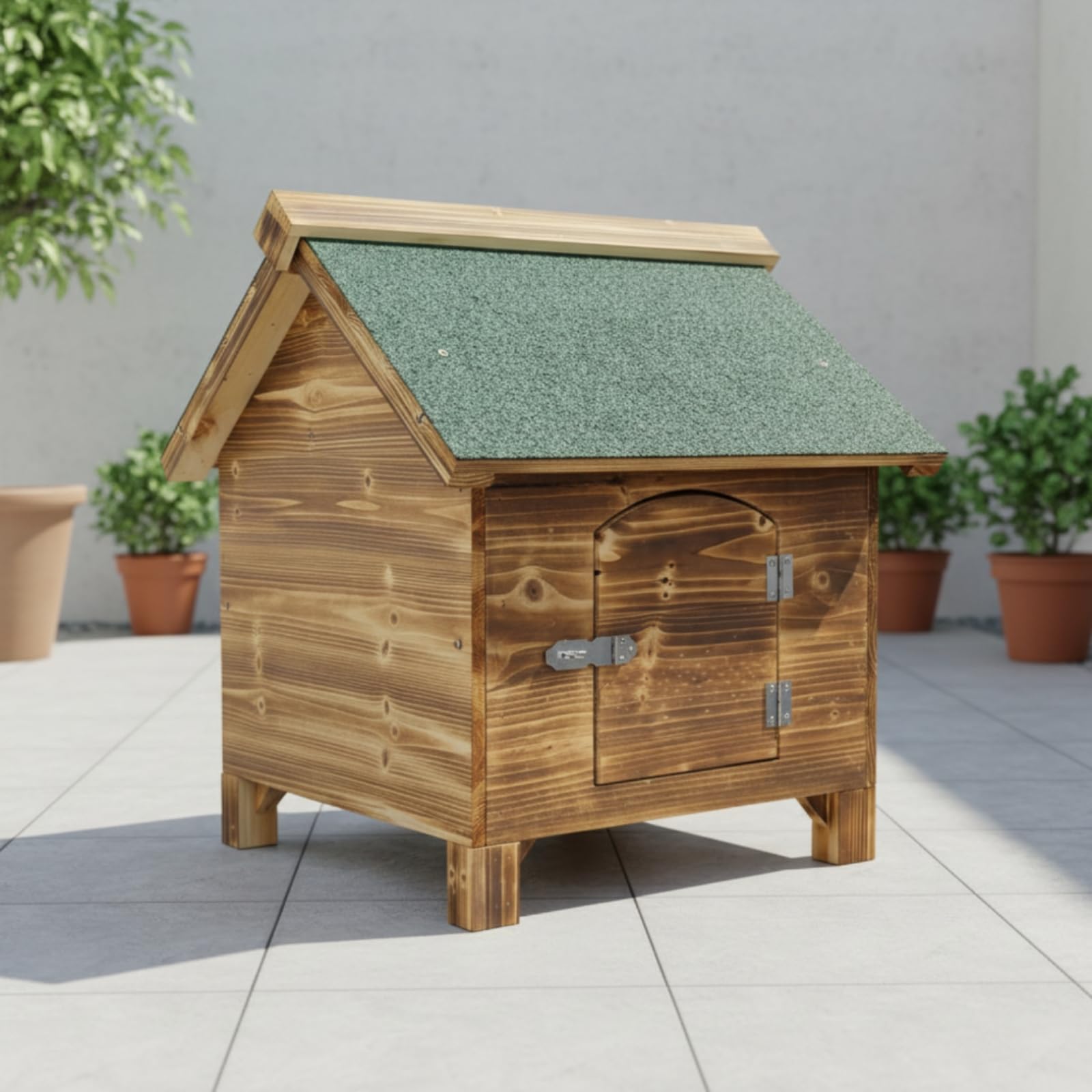 Stabil Katzenhaus mit Spitzdach, Gartenmodell Mit Wasserdichtem Dach Und Tür An Der Vorderseite