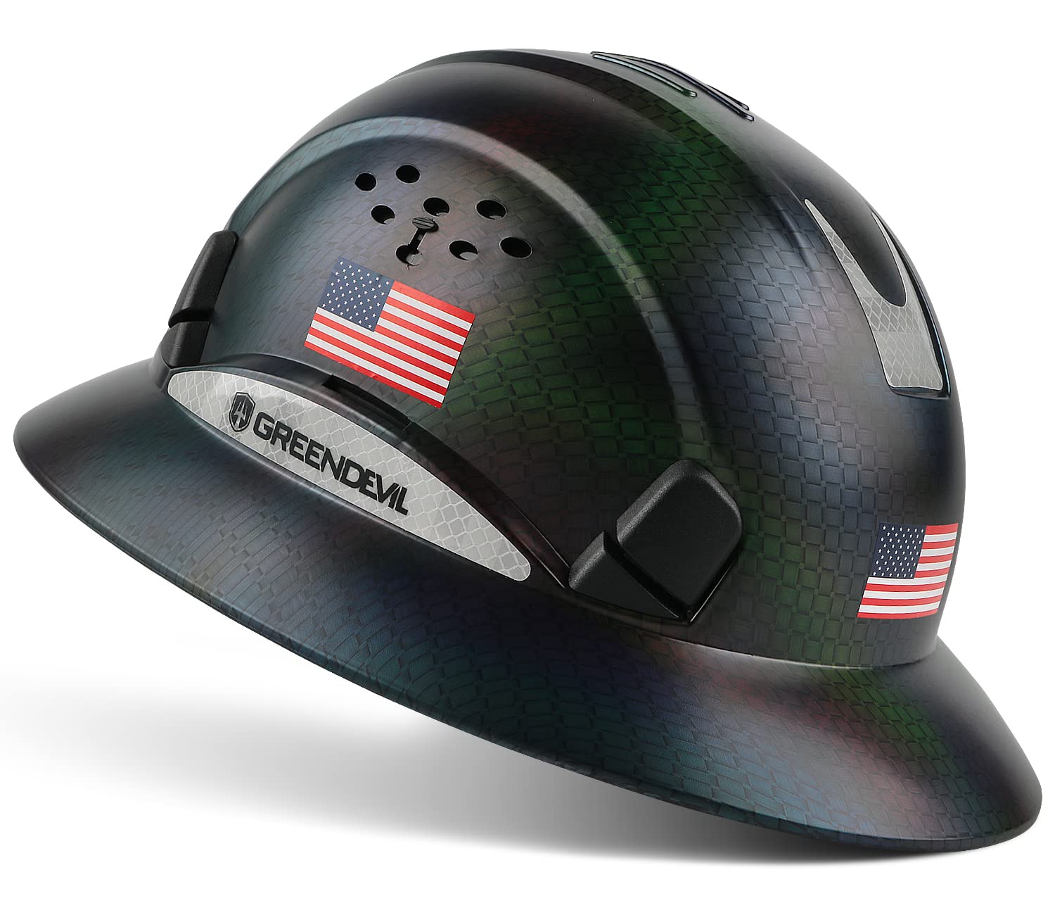 Buy GREEN DEVIL Full Brim Hard Hat Vented Construction Safety Helmet