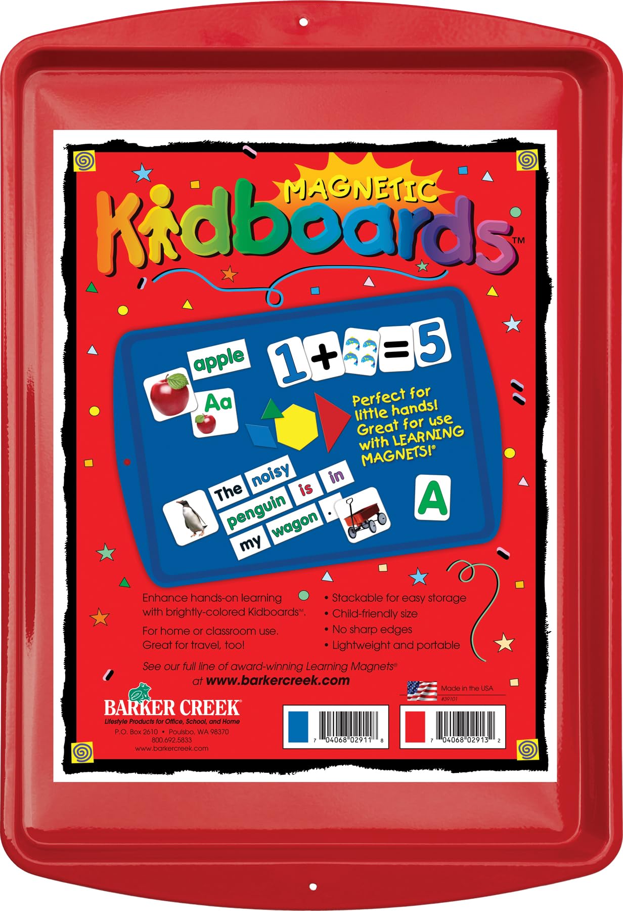 Learning Magnets - Kidboard rojo, bandeja magnética receptiva colorida y duradera, apilable para un fácil almacenamiento, 9 x 13 pulgadas (2913)