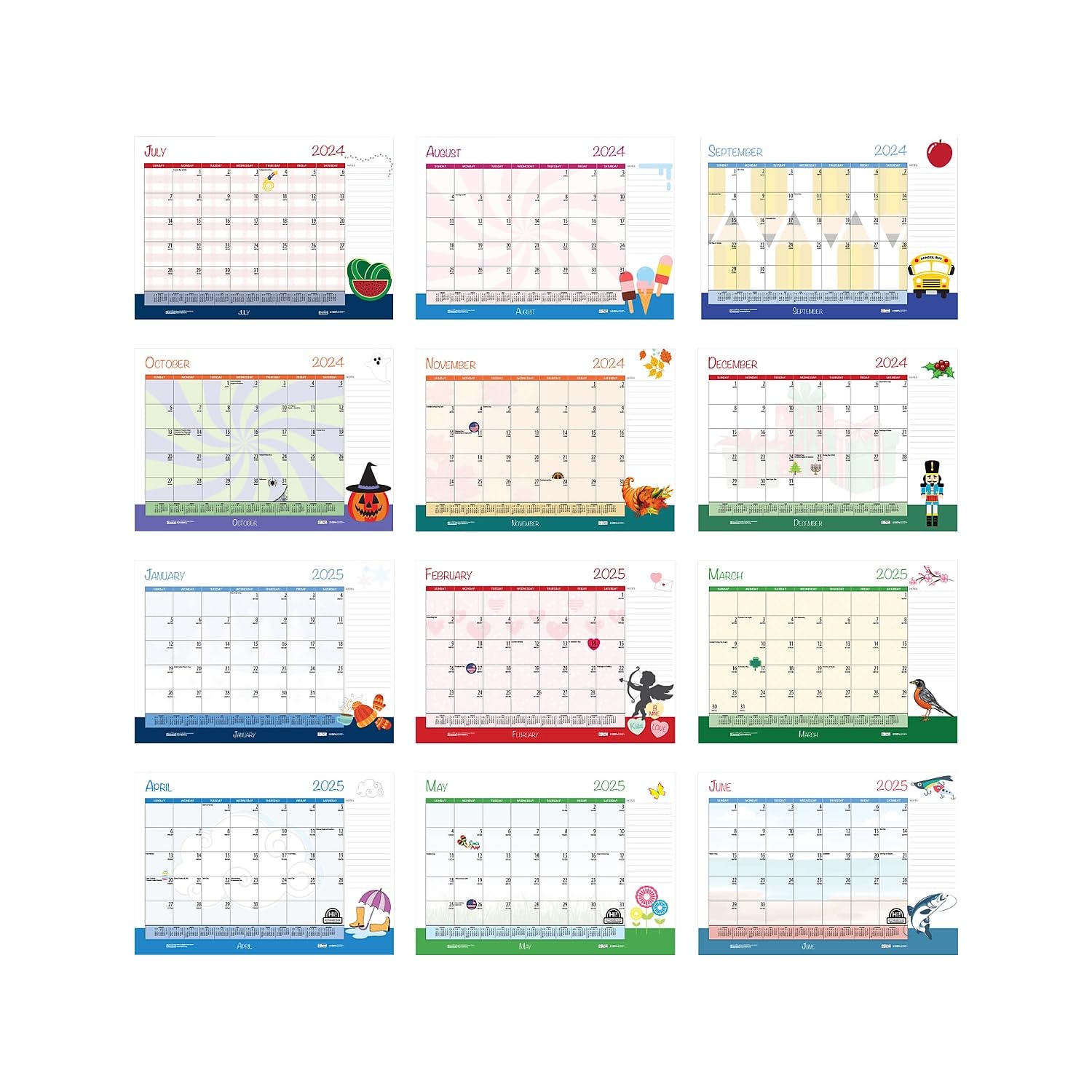 2024–2025 House of Doolittle saisonale Feiertagsdarstellungen, 55,9 x 43,2 cm, akademischer Monats-Schreibtischunterlage, Kalender (1395–25)