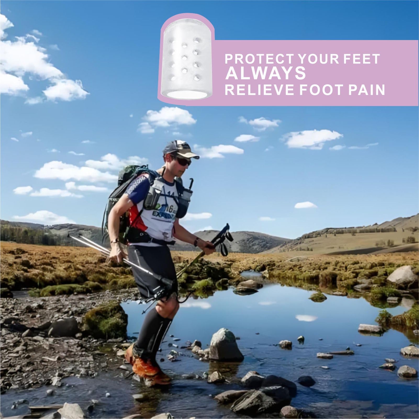 20 protezioni per dita dei piedi in silicone, anti-attrito, in gel, traspiranti, per uomini e donne, per calli, vesciche e sollievo dal dolore