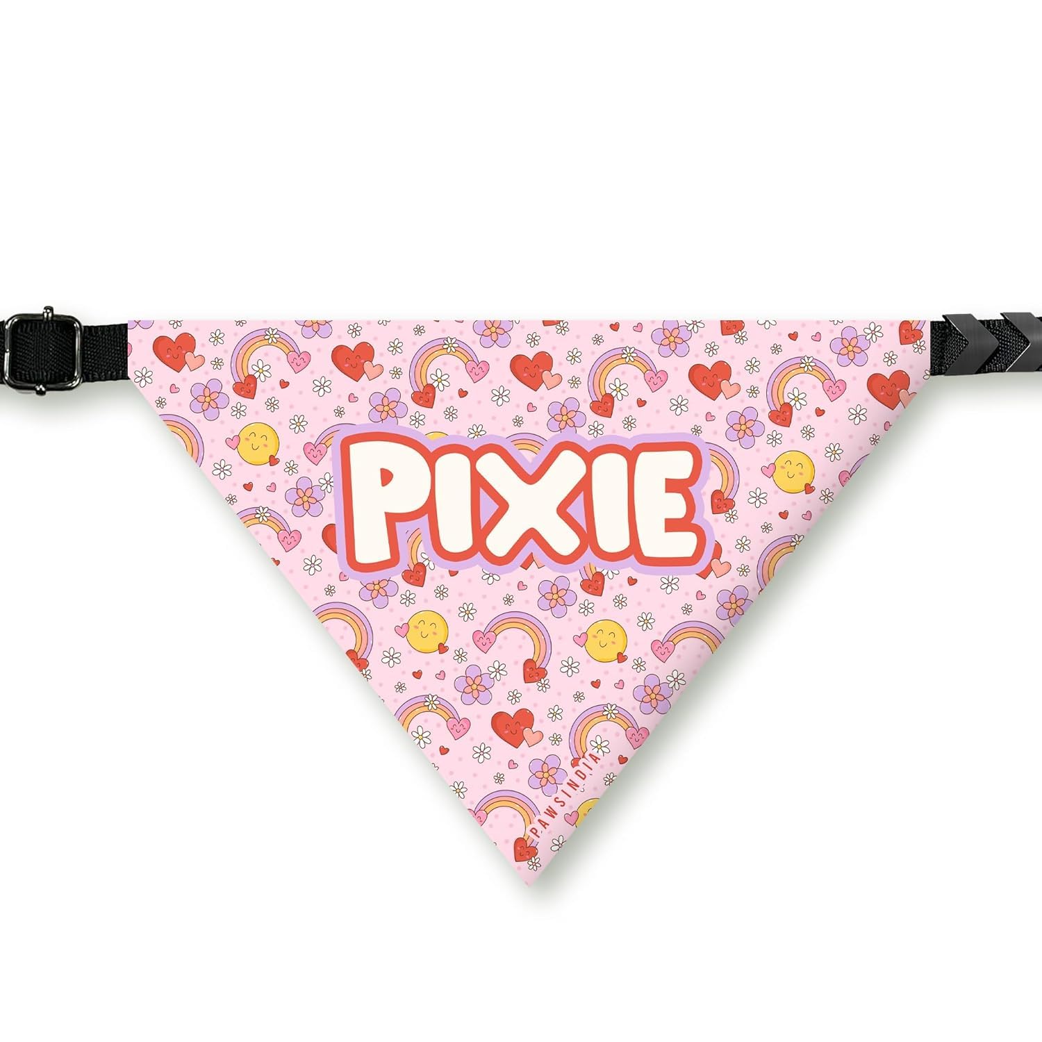 PawsIndia Dog Bandana with Collar Small Medium Large Dogs & Cats 100% Adjustable with Buckle Stretchable Fabric Love Pattern-Rainbows (B0CV3WGY8G) Amazon Price History, Amazon Price Tracker