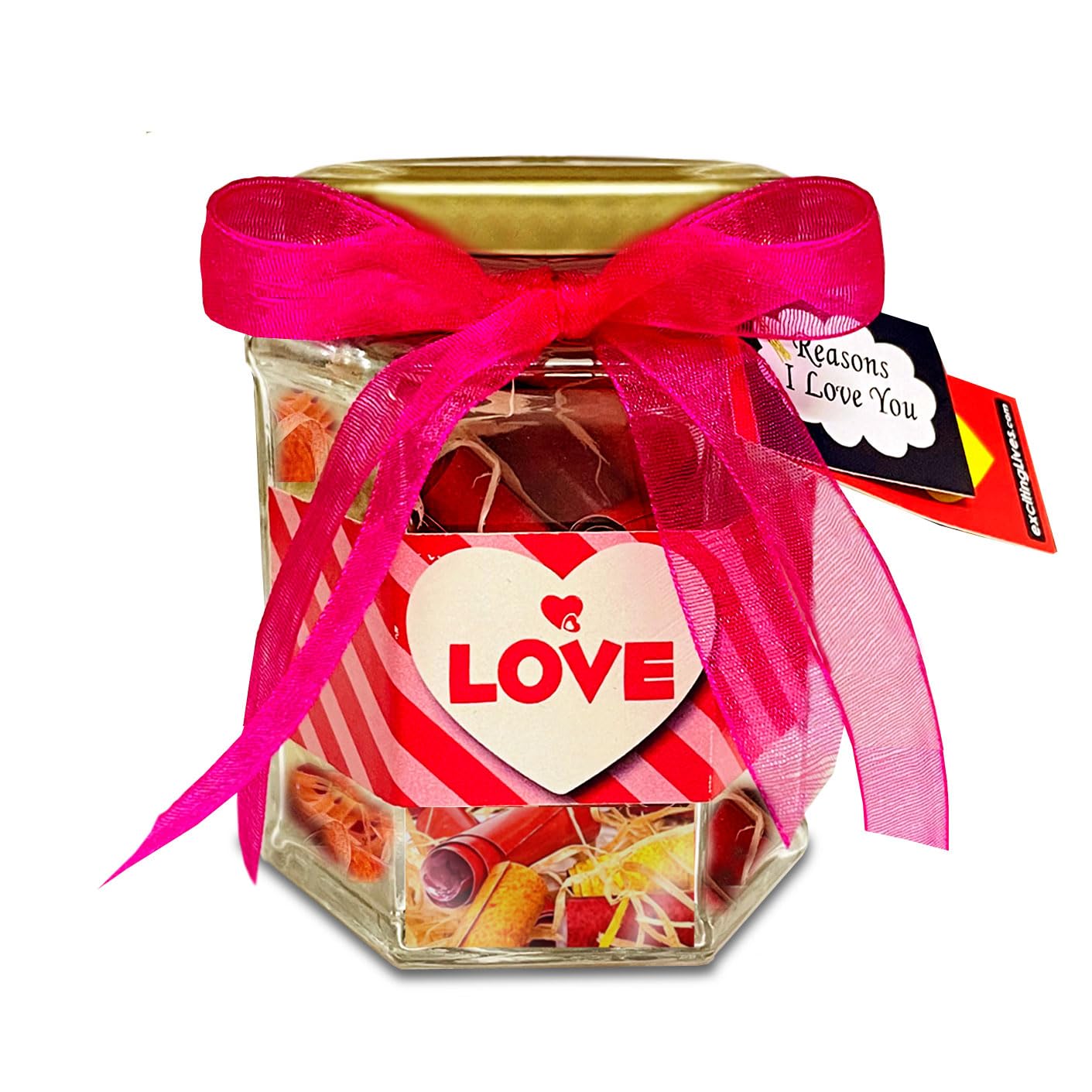 Reasons I Love You Jar - Gift for Girlfriend for Valentines - Many Reasons Why I Love You Messages Glass Jar - Gift for Valentine's Day, Anniversary, Birthday - (20 Romantic Messages)