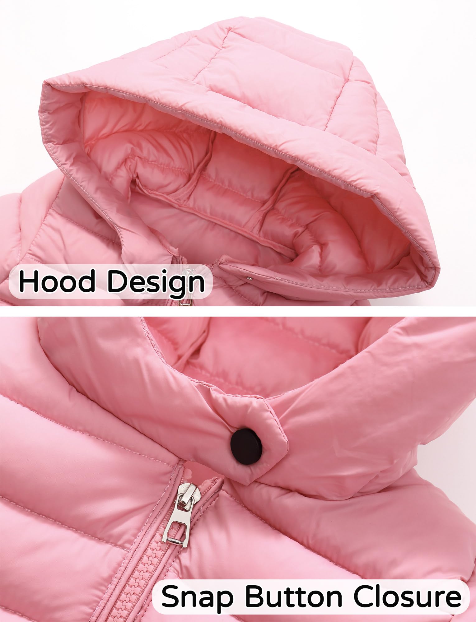 Happy Cherry Lange Kinder Daunenjacke Mädchen Jungen Jacke Reißverschluss Ultraleicht Winter Kapuzen Steppjacke Kinder