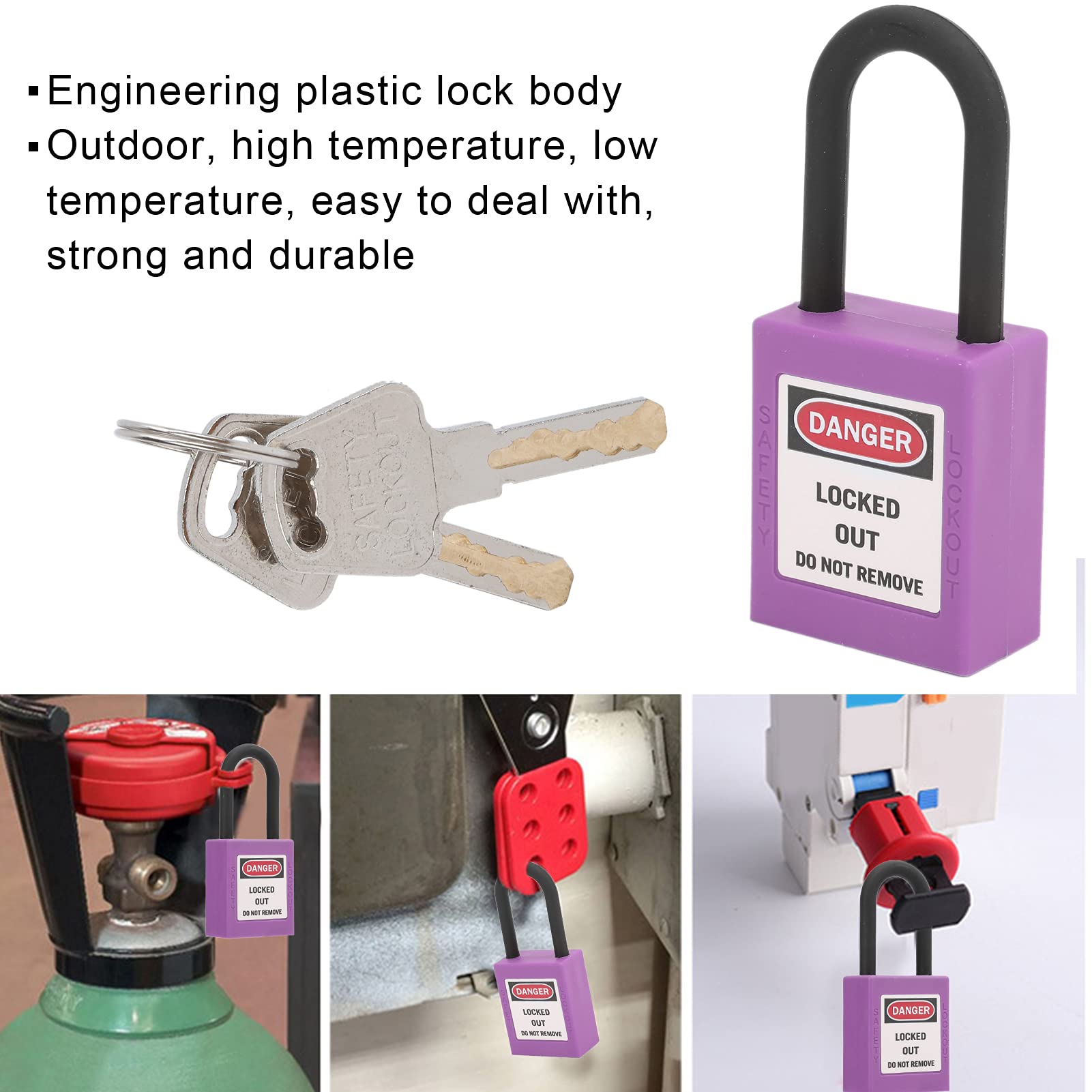 Cocoarm Juego de 10 Candados de Seguridad con Aislamiento de Ingeniería, Bloqueo de Seguridad de 38 Mm/1,5 Pulgadas, para Aplicaciones de Bloqueo en Interiores y Exteriores (PURPLE)