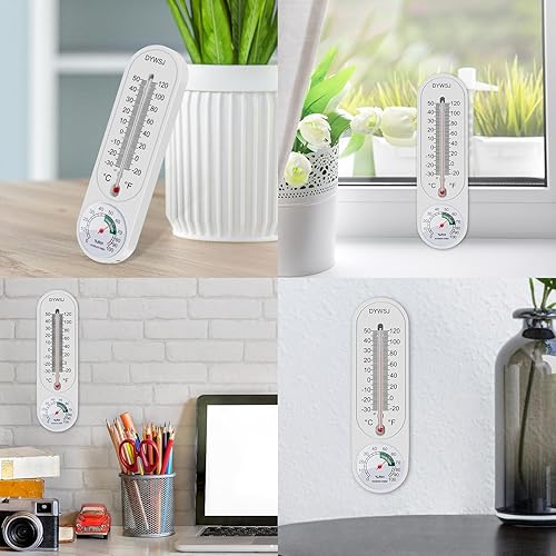 Miniatura 6 de Ihvewuo Termómetro de temperatura y humedad para interiores y exteriores, con termómetro de pared CelsiusFahrenheit, medidor de humedad, higrómetro