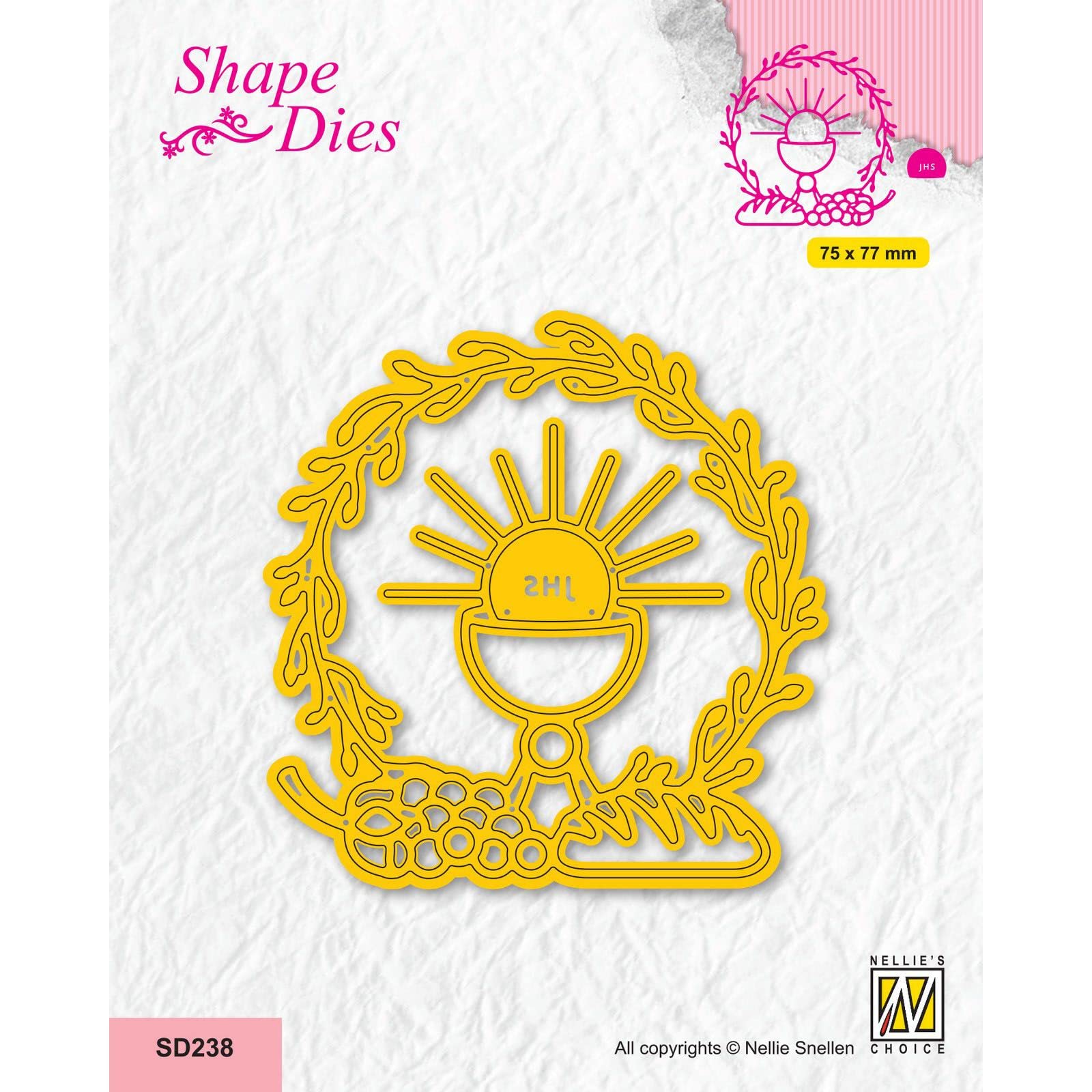 Nellie's Choice Cutting, Communion Shape Die, 7.5 x 7.7 cm, Card Making Supplies, Metal Dies for Scrapbooking, DIY and Paper Crafts, Yellow, 75x77mm