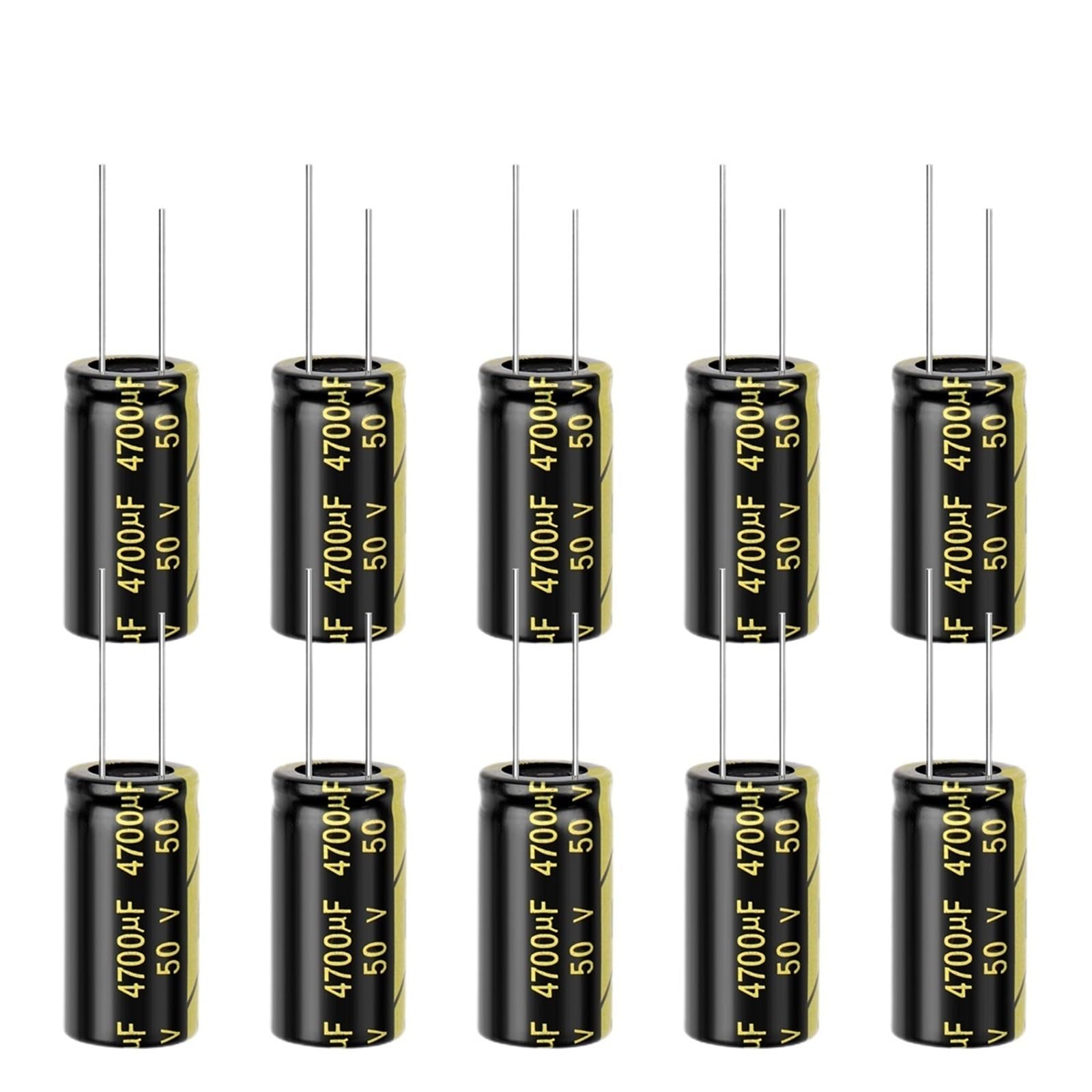 Kit de 10 condensadores electrolíticos de aluminio de 4700 UF, 50 V, 4700 UF, 18 x 35, surtido de condensadores de baja frecuencia y alta frecuencia.