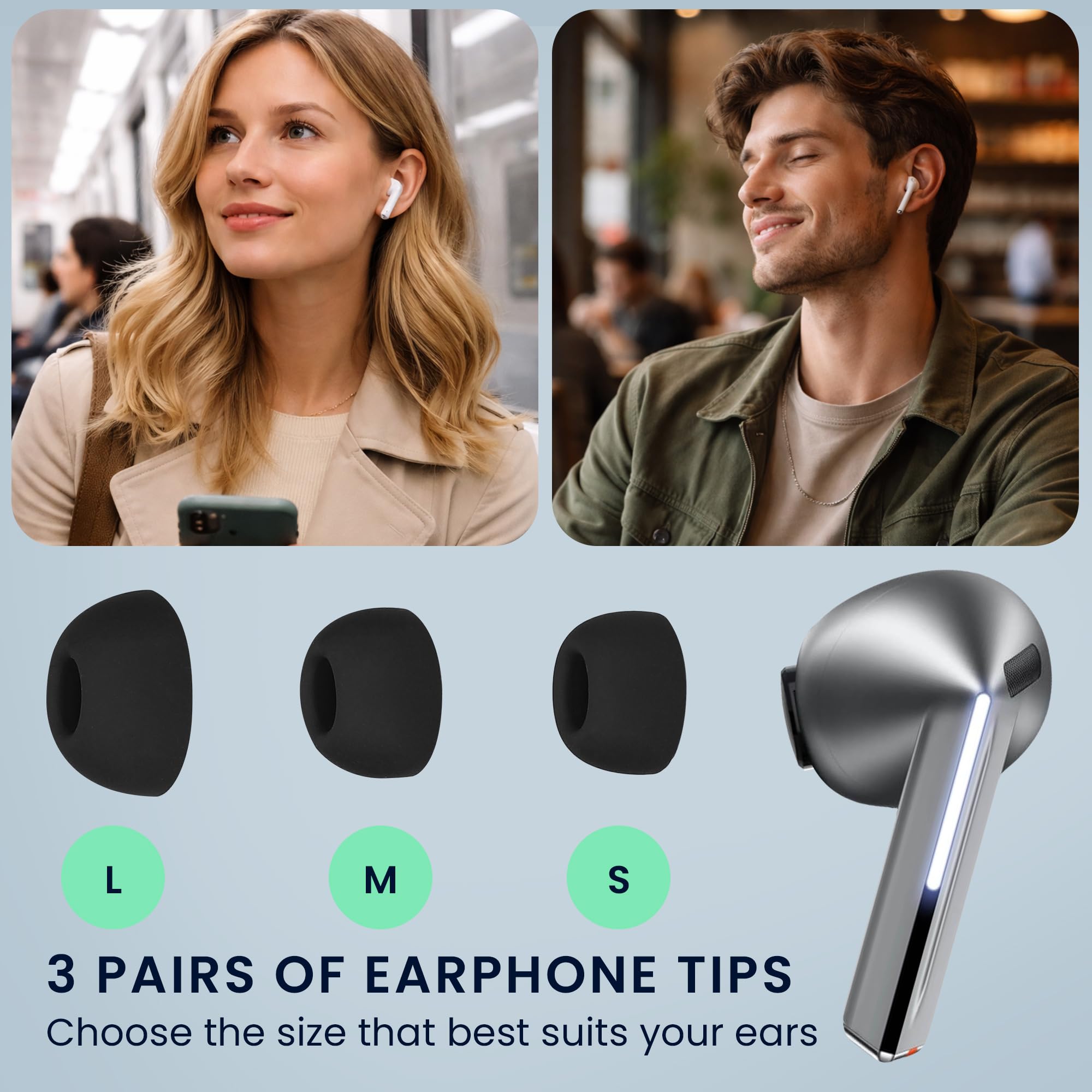kwmobile 6 x wymienne końcówki do uszu kompatybilne z Samsung Galaxy Buds 3 Pro - silikonowe końcówki do słuchawek - czarne
